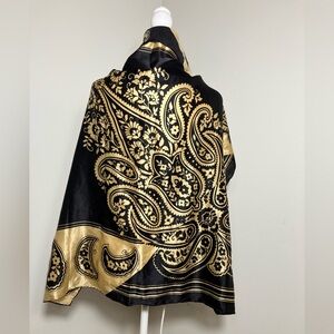 armine silk scarf Square‎ Black/gold Lightweight Classic Art To Wear Boho